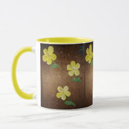 caneca de flores amarelas