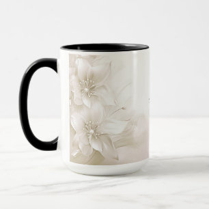 Caneca de Flores Brancas Marfim