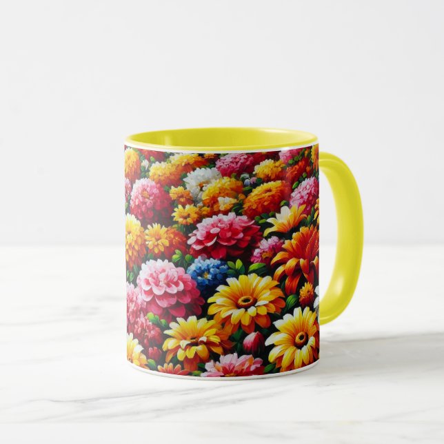 Caneca de flores colorida (Frente Esquerda)