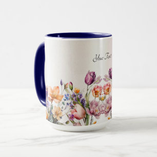 Caneca de Flores Coloridas de Primavera