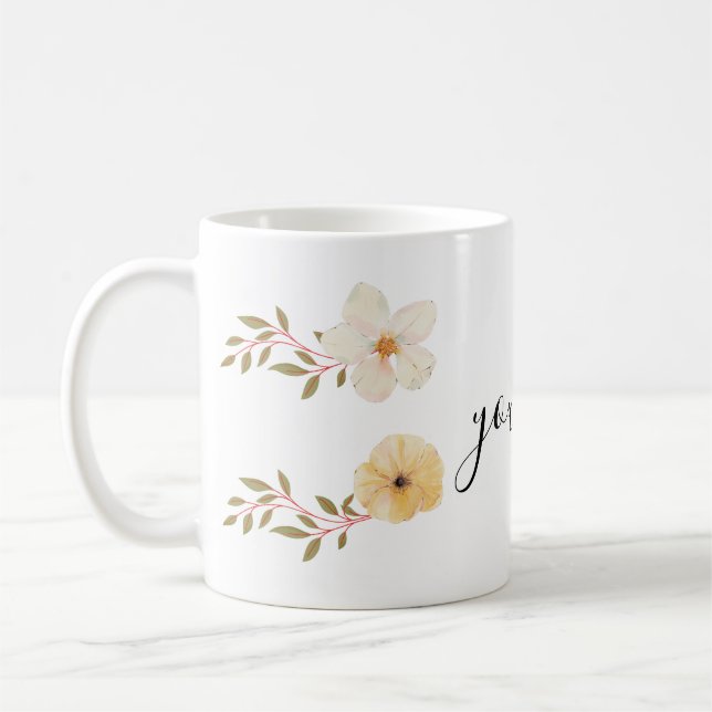caneca de flores com seu nome (Esquerda)