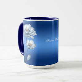 Caneca de Flores de Aquarela Azul