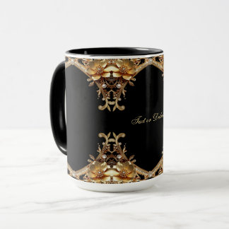 Caneca de Flores Decorativas Douradas