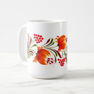 Caneca de flores laranja-brancas