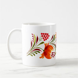 Caneca de flores laranja-brancas