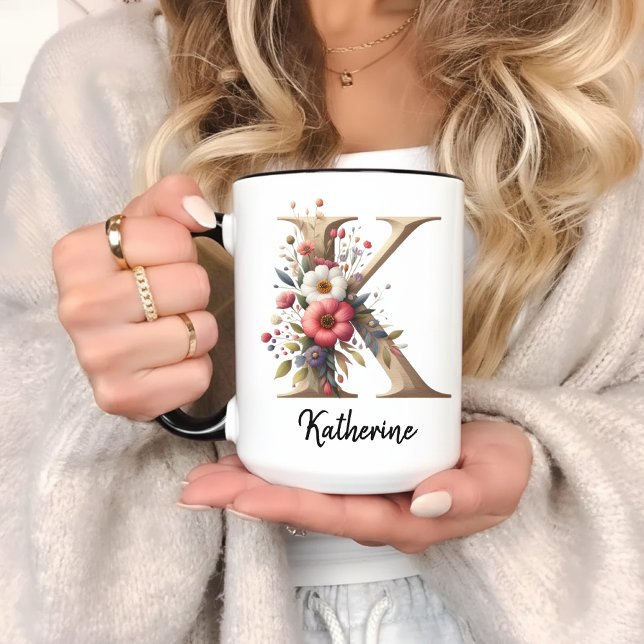 Caneca de Flores Personalizada para Presente de An (wildflower birthday mug, graduation gift mug, christmas mug gift, gift for mom, gift for grandma,)