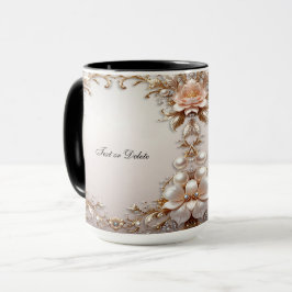 Caneca de Flores Rosa Suave e Branca