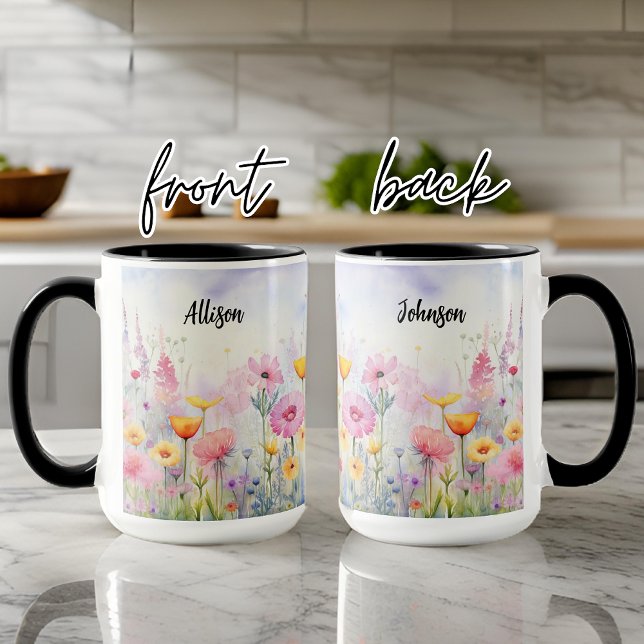 Caneca de flores silvestres Aquarela, Presente Per (Gift for mom, Gift for her, Gift for grandma, birthday gift for mom, birthday gift for her, nana)