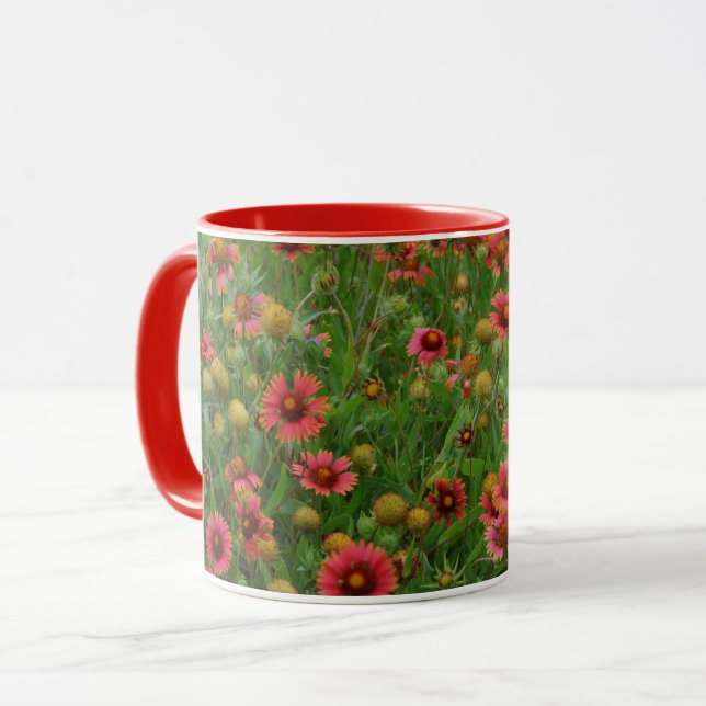 Caneca de Flores Silvestres Vermelhas (Frente Esquerda)