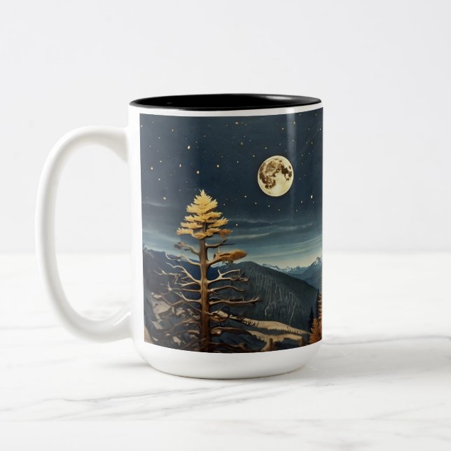 Caneca de Floresta Noturna Cêntrica Leve 3D | Arte (Esquerda)
