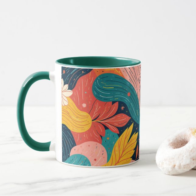 Caneca de Fluxo Floral Caprichoso (Com Donut)