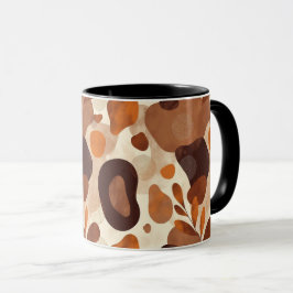 Caneca de Folhas e Formas Neutras – Padrão Artísti