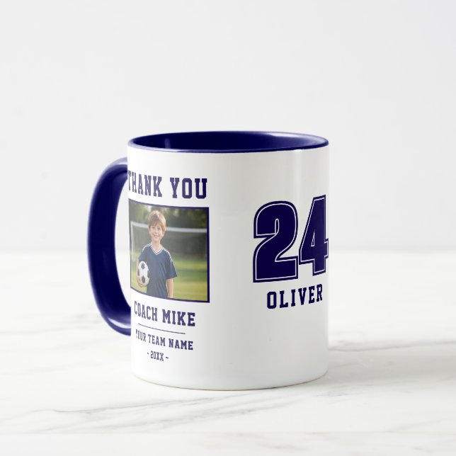 Caneca de Foto com Nome e Número da Equipe Obrigad (Frente Esquerda)
