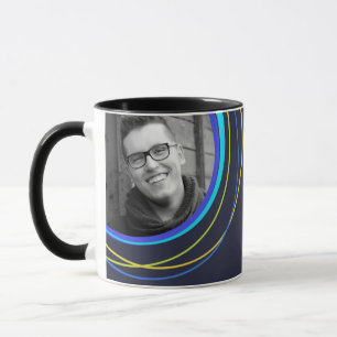 Caneca de foto com padrão de círculo funky da mari
