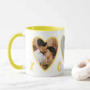 Caneca de Foto Corações Amarelos do Dia dos Namora