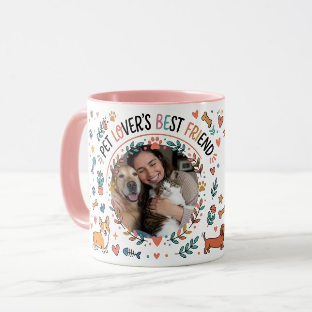 Caneca de Foto de Animal Personalizado & Nome | Pr (Frente Esquerda)