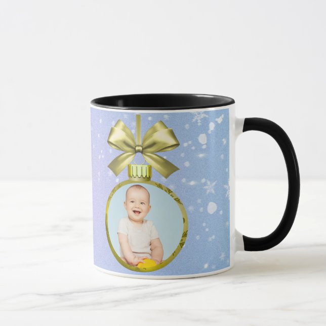 Caneca de Foto de Feliz Natal Bebê (Direita)