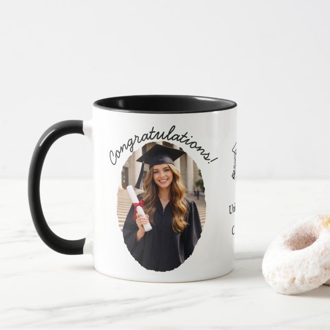 Caneca de Foto de Formatura Personalizada Parabéns (Com Donut)