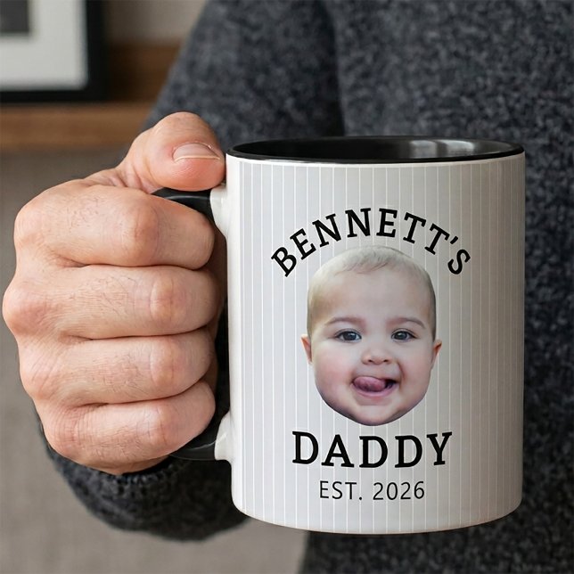 Caneca de Foto do Bebê com Rosto de Papai Engraçad (Criador carregado)