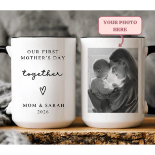Caneca de Foto do Primeiro Dia das Mães Juntos Per