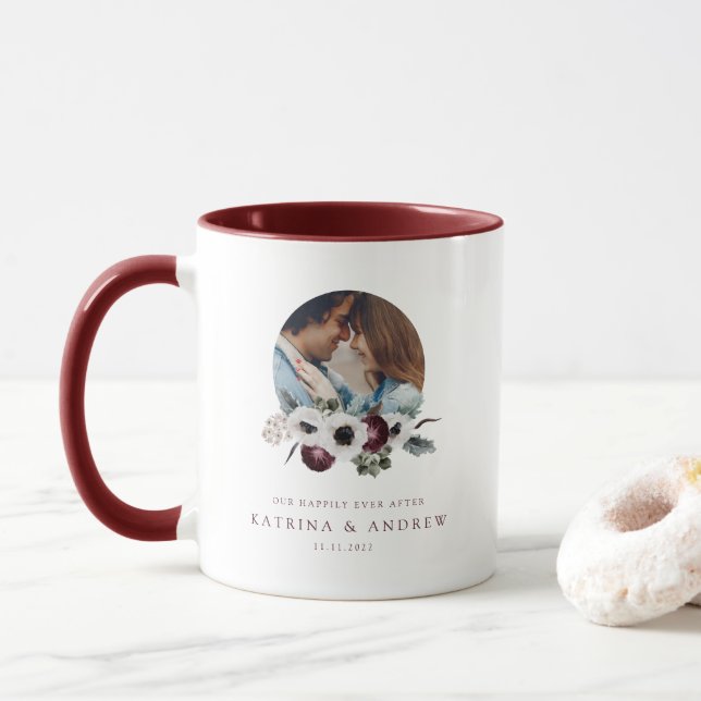 Caneca de Foto Floral Aquarela (Com Donut)
