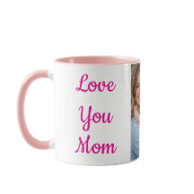 Caneca de Foto Personalizada Ama Você Mãe | Rosa e