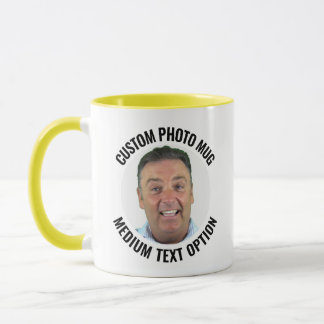 Caneca de Foto Personalizada Amarela com Texto Méd