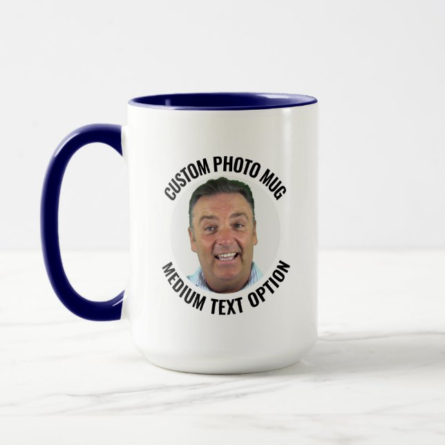 Caneca de Foto Personalizada NAVY BLUE com Texto M (Esquerda)
