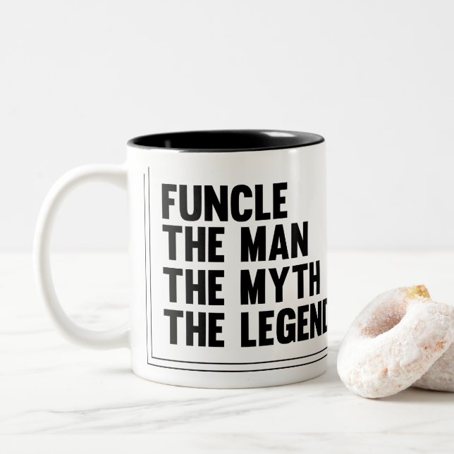Caneca de Funcle da tipografia - homem o mito a (Com Donut)