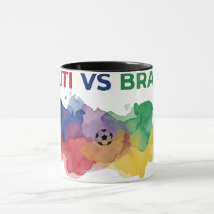 Caneca de Futebol Bandeira Mapa Aquarela Haiti vs