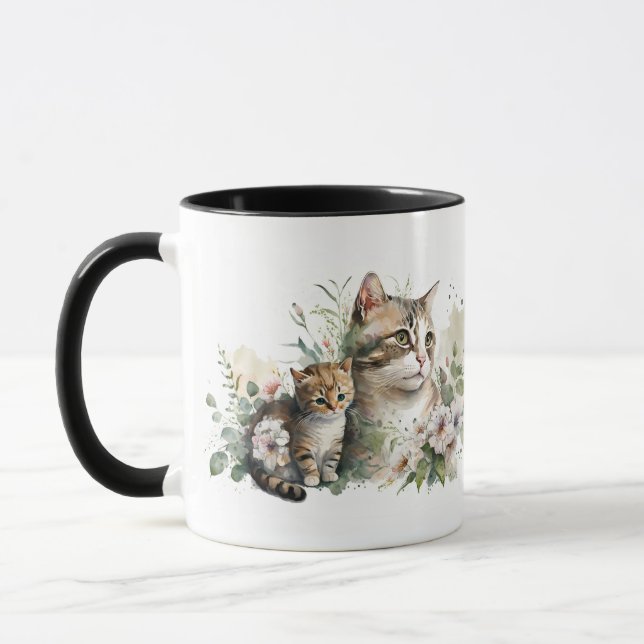 Caneca de Gata Mãe com Gatinho (Esquerda)