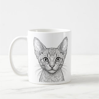 Caneca de Gatinho Cornish Rex Café Ink Preto Branc
