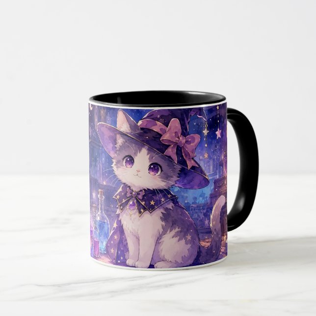 Caneca de Gatinho de Bruxa Fofa (Frente Esquerda)