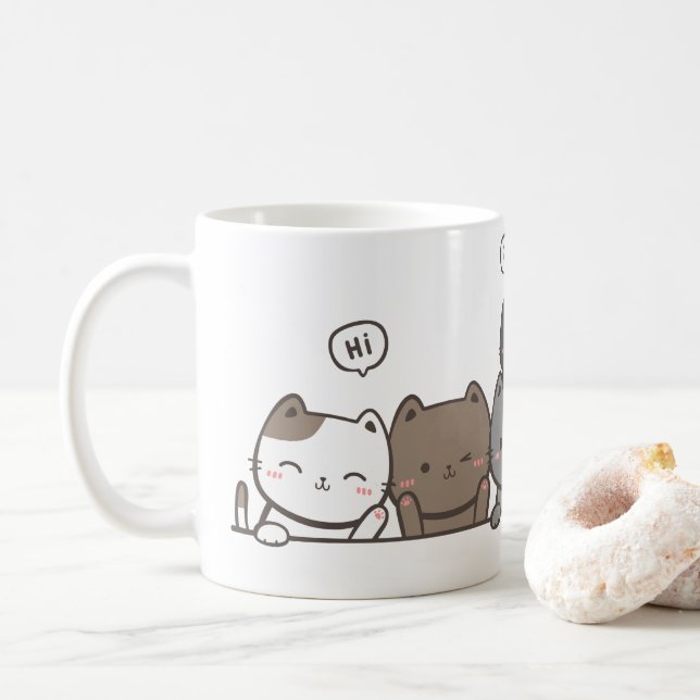 Caneca de Gato Animada - presente de caneca de gat (Com Donut)