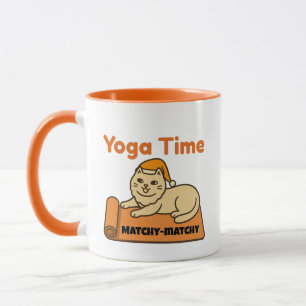 Caneca de Gato Combinando Hora do Ioga