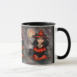 Caneca de Gato de Bruxa de Halloween por Molly Har
