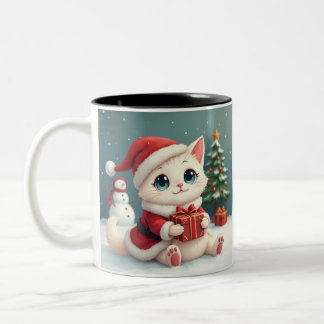 Caneca de Gato de Natal Branco