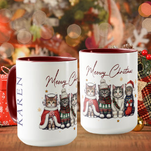Caneca de Gato de Natal Personalizada Meowy Fofa