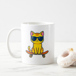 Caneca de Gato de Skate Fofo – Café de Gatinho Div