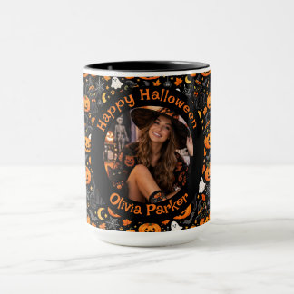Caneca de Gato do Halloween Personalizada com Foto