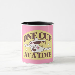 Caneca de Gato Engraçada "Uma Xícara de Cada Vez"