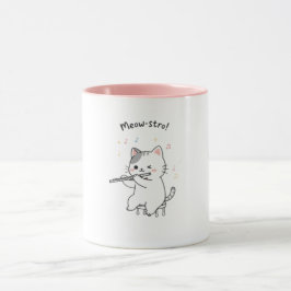 Caneca de Gato Engraçado Tocando Flauta
