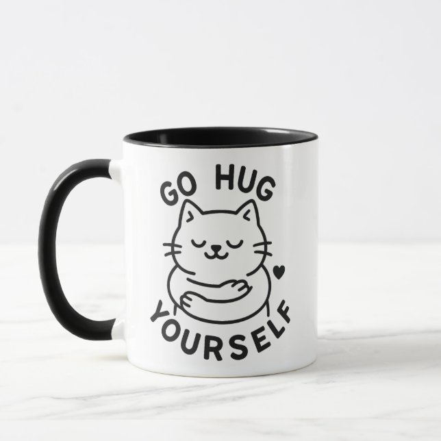 Caneca de Gato Engraçado – Vá Abraçar Você Mesmo H (Esquerda)