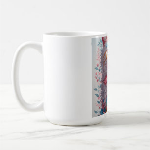 Caneca de Gato Floral - Caneca de Café de Gato com