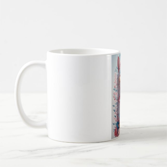 Caneca de Gato Floral - Caneca de Café de Gato com (Esquerda)