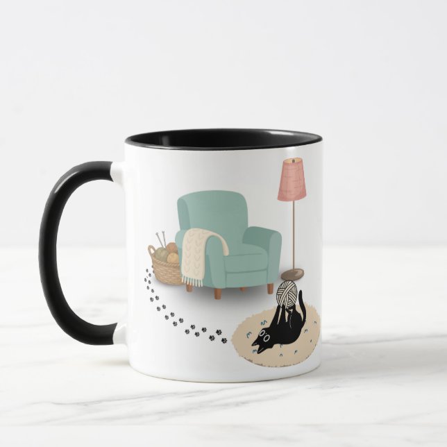 Caneca de gato fofo engraçado e brincalhão (Esquerda)