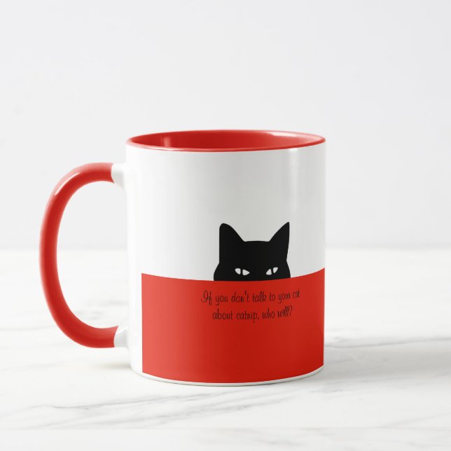 Caneca de Gato Furtivo Fale com seu Gato Vermelha (Esquerda)