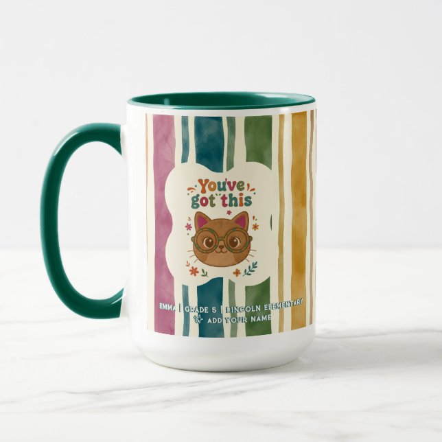 Caneca de Gato Listrado Retro Personalizada para V (Esquerda)