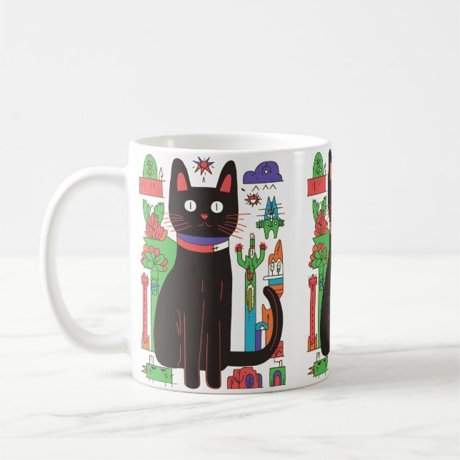 Caneca de Gato Negra Reproduzível (Esquerda)