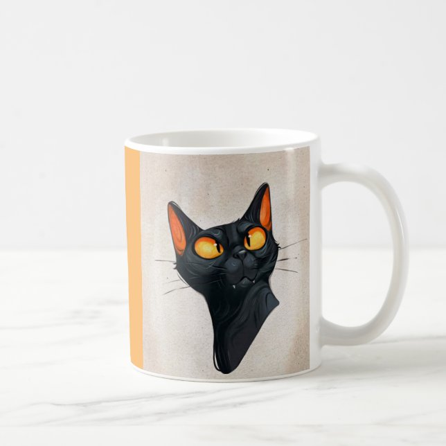 Caneca de Gato Preta - Presente Bonito para Pentes (Direita)